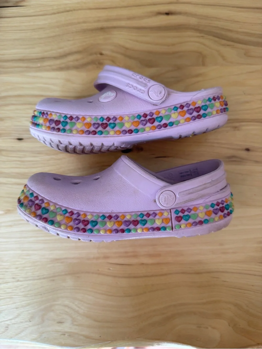 Toddler Girl Crocs with Rainbow Trim